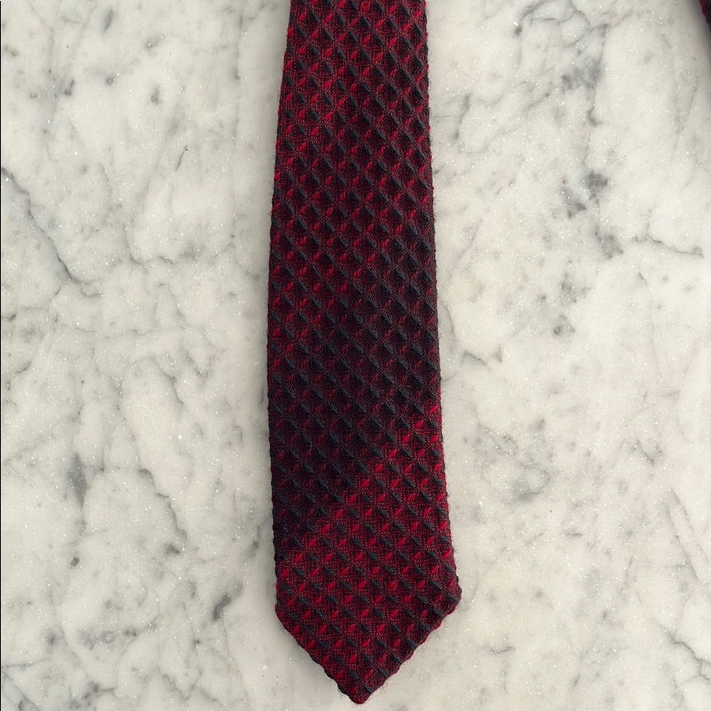 Versace Vintage Red and Navy Blue Wool Tie